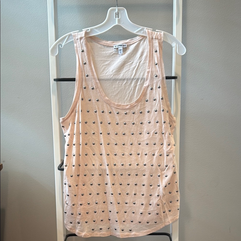 Express — Light Pink Tank Top with Silver Studs on front , cotton and modal